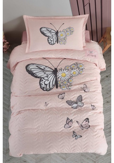 Clasy %100 Pamuk Tek Kişilik Dört Mevsim Seti DaisyLove V2 Somon