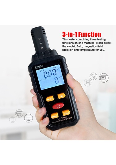 Xindoker Taşınabilir 3'lü Elektromanyetik Radyasyon Ölçer - Sesli Ve Işıklı Alarmlı, Lcd Ekranlı Ev/ofis Kullanımı İçin