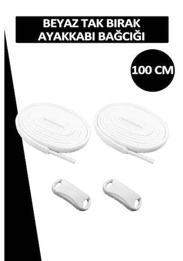 Elastik Beyaz Akıllı Bağcık Tak Bırak Ayakkabı Bağcığı 100cm