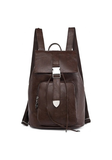 Gündelik Basit Doku Üniversite Öğrencisi Sırt Çantası Koyu Kahverengi İo Koyu Kahverengi