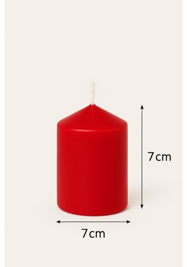 Silindir Mum 7x7cm Kırmızı Kırmızı