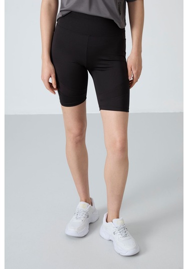 Tommy Life Siyah Polyester Esnek Standart Fit Performans Kadın Biker Tayt - 91012 SiYAH Siyah