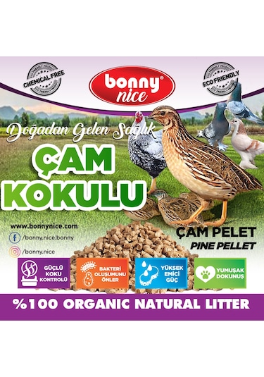 Bonny Nice Organik Kümes Hayvanları Kafes Altlığı 10KG 17 L