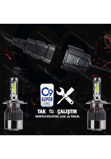 C9 Trio Üç Renk Led Xenon Far Ampulü Buz Mavi Beyaz Gün Işığı H4
