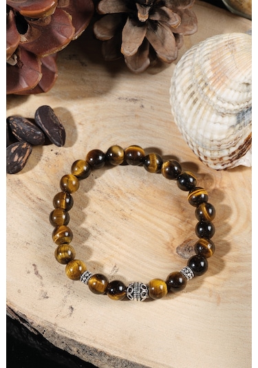 Ssilhoutte Doğaltaş Doğal Taş Kaplangözü Erkek Doğal Taş 925 Ayar Gümüş Güç Cesaret Bilekliği Çok Renkli