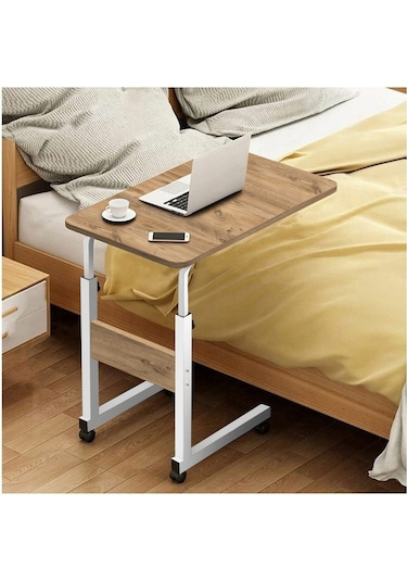 Yükseklik Ayarlı Dikey Laptop Ve Servis Sehpası - Çam Beyaz Çam
