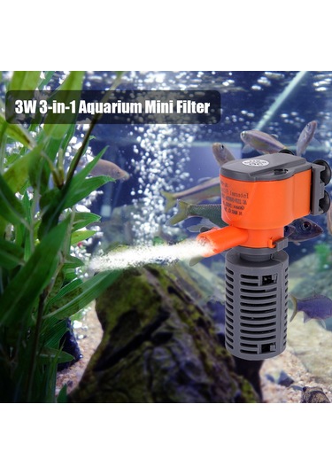 Xindoker Küçük Akvaryumlar İçin 3w Plastik Üçlü Fonksiyonlu Filtre: Su Filtreleme, Oksijen Arttırma Ve Derin Su Pompa - Avrupa Standartı Çok Renkli