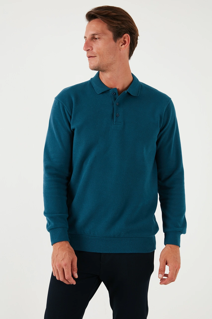 Buratti Pamuk Karışımlı Regular Fit 2'Li Paket Erkek Polo Yaka Kazak 456223S2 Antrasit-Petrol