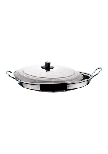 Üzüm Çelik Paslanmaz Çelik Kapaklı Saç Kavurma Tavası 40 Cm