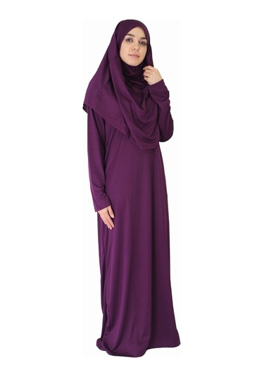 Mürdüm Fermuarsız Namaz Elbisesi Mürdüm