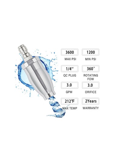 Leezsing 360 Derece Torklu Sprey, 3600 Psı Yüksek Basınçlı Temizleyici, 1/4" Hızlı Bağlantı, Çelik Gövde, Çamaşır/metal/tekne Temizliği