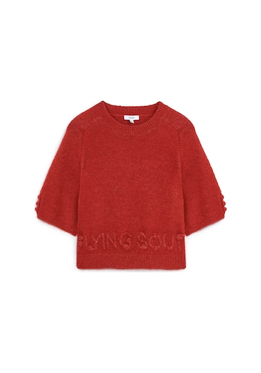 Twist Sloganlı Triko Kırmızı Kadın Kazak Tw6250050283 Kırmızı