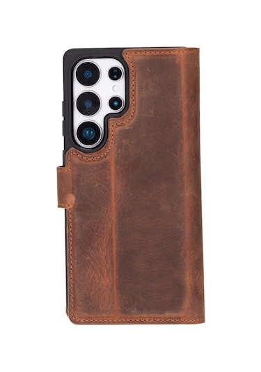 Toyigoo Toyigoo Samsung Galaxy S25 Ultra Uyumlu, Hakiki Deri, El Yapımı, Cüzdanlı Kılıf, Antik Kahve