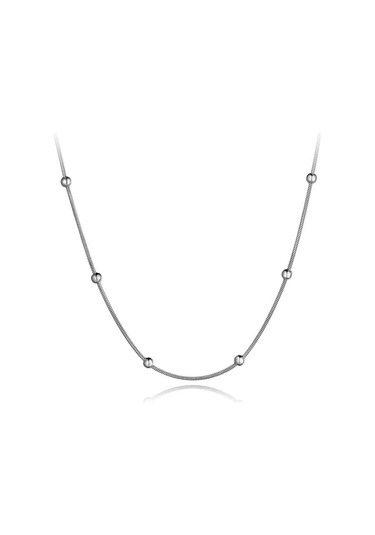 İtalyan Top Detaylı Yılan Çelik Erkek Kadın Zincir Kolye Eck57k Metalik