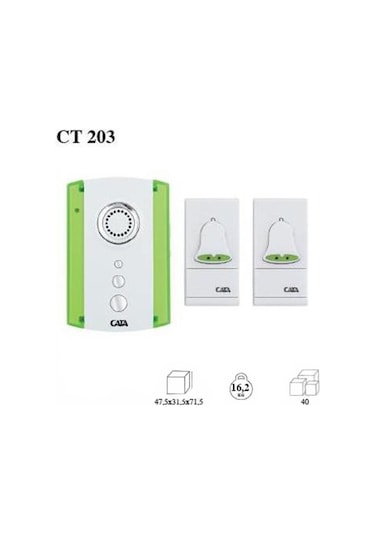 Cata CT-203 Uzaktan Kumandalı Kablosuz Kapı Zili - 1 Zil 2 Buton
