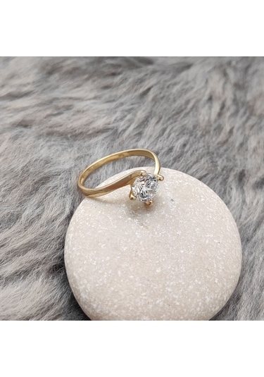 Chavin 0.85 Carat Tek Taş Sarı Altın Yüzük Br20