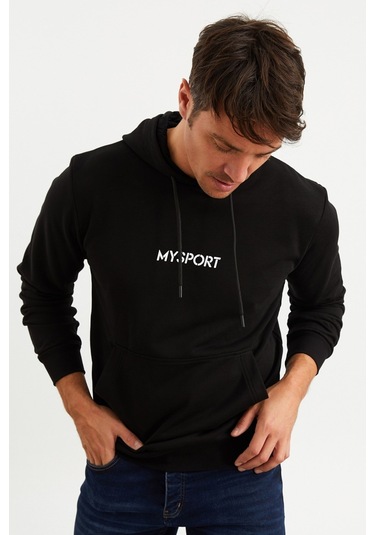 Mysport 201950 Erkek Kapüşonlu Sweatshirt-siyah Siyah
