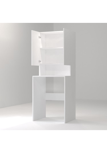 Mobilya Çamaşır Makinesi Dolabı 3 Raflı Kapaklı Banyo Dolabı Beya Beyaz