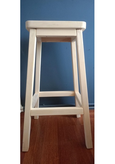 Doğal Ahşap Bar Taburesi, Ham, Zımparalanmış, Cilasız, Yan Sehpa, Dekoratif Stand, 33cmx33cmx72cm Doğal Ahşap