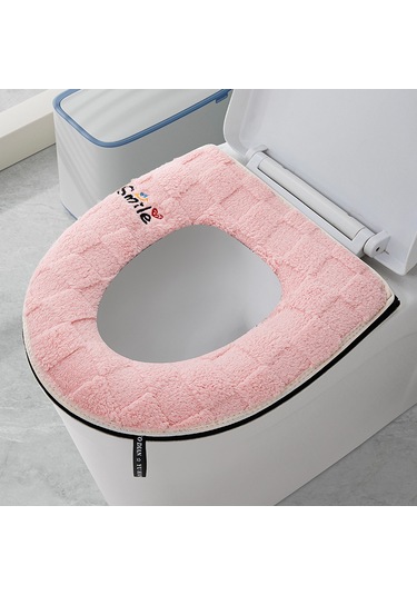 Ev Tipi Tuvalet Dört Mevsim Üniversal Klozet Kapağı Su Geçirmez Kapak Tuvalet Halkası Kare Kadife - Pembe Pembe