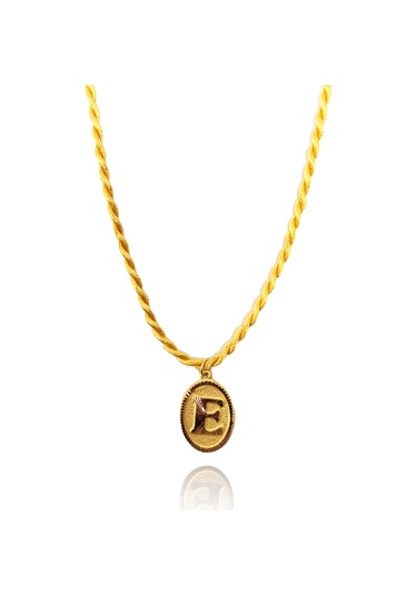 14 Ayar E Harf Sarı İpli Kolye