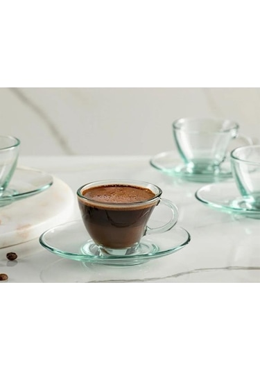 98396 Cam 4lü Aware 230cc Asimetrik Penguen Çay Nescafe Fincan Takımı