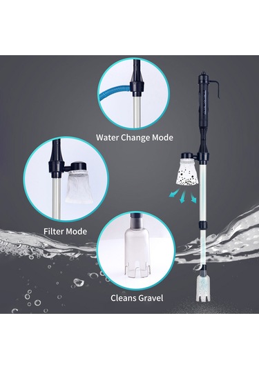 Xindoker Akvaryum Su Değiştirme Pompası - 3'ü 1 Arada Otomatik Kum Temizleyici Ve Filtreli