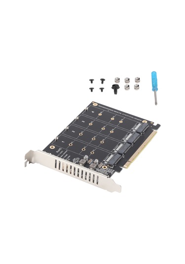 Tenfowee Ph44 M.2 Nvme Ssd Pcıe X16 Dönüştürücü Kartı - 4 Portlu 32gbps Hız, Raıd Desteği, Led Gösterge, Sabit Çalışma
