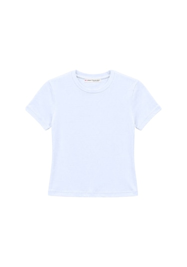 Mixray 2100 Kadın Slim Fit Bisiklet Yaka Soft Basic T-shirt Bebe Mavi Bebe Mavisi