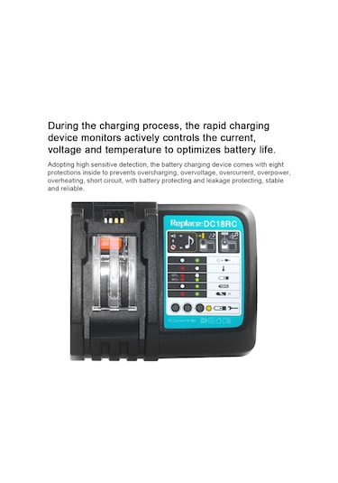 Kangvka Makita 18v Hızlı Şarj Cihazı - 14.4-18v Lityum Pil Şarj Aleti, 8 Koruma Fonksiyonlu, Geniş Voltaj Girişli 100-240v
