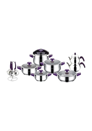 Remetta Grado Delux 18 Parça Çelik Tencere Seti Mor