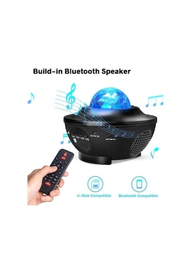 Torima Lw-34 Siyah Starry Led Lazer Projektör Bluetooth Müzik Hoparlör Uzaktan Kumandalı Gece Lambası Çok Renkli