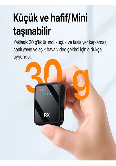 Lightining Type-c 3.5mm Uyumlu Dijital Ekranlı 2.4g Kablosuz Çift Yaka Mikrofonu Pro++