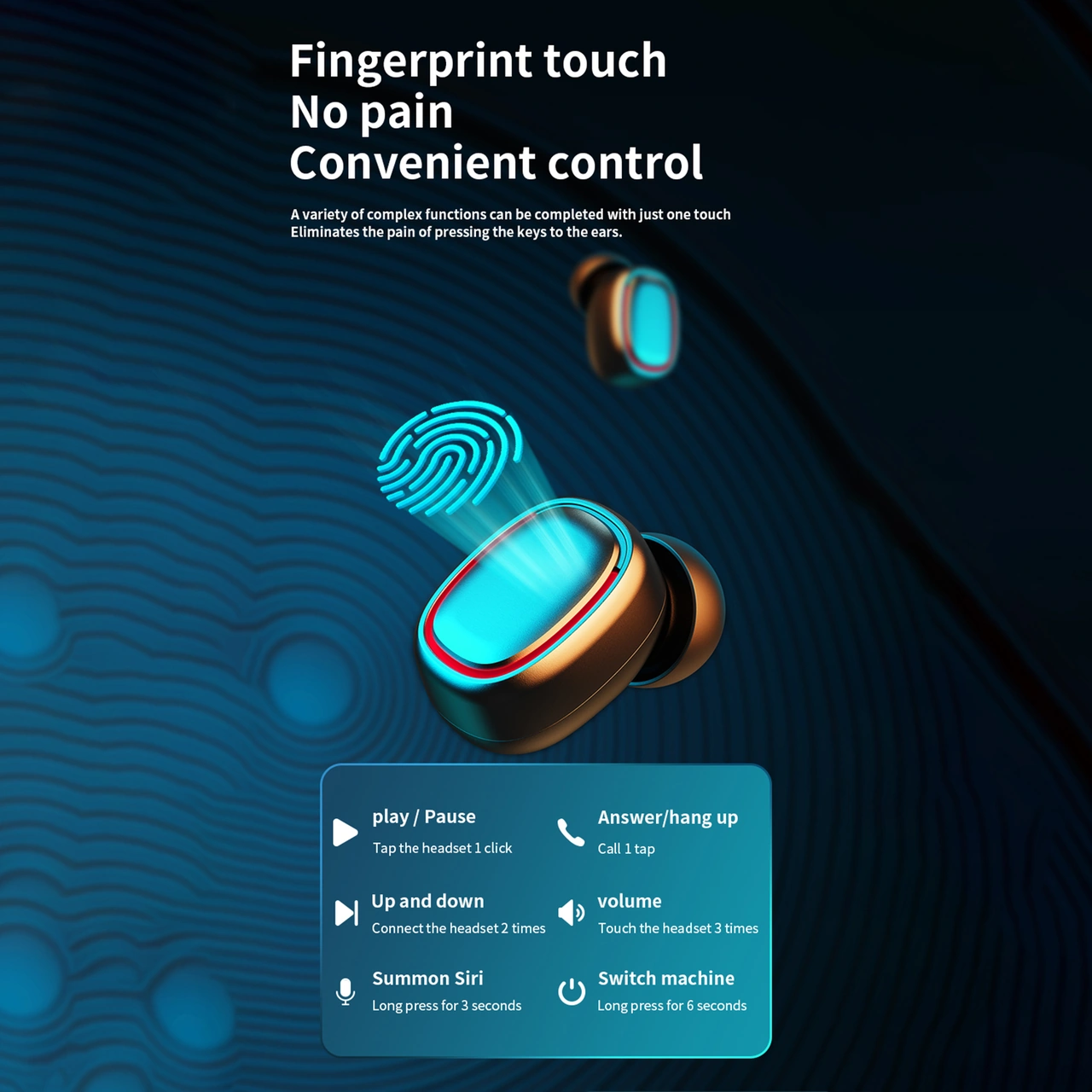 Moveevo Tws-209s Bluetooth 5.1 Kulaklıklar, Dokunmatik Kontrol, Sayısal Göstergeli, Hafif Ve Konforlu, Siyah-mavi-beyaz Seçenekli