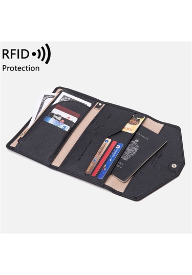 Yuntech01 2023 Yeni Siyah Rfıd Kişisel Belge Organizer - Pasaport, Bilet, Kredi Kartı, Telefon Ve Para Saklama Bölümleriyle Seyahat Cüzdanı Siyah