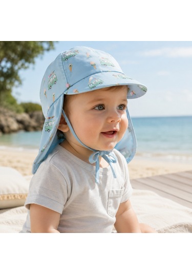 Lassig Flap Hat Uv Korumalı Uzun Şapka Ice Cream Truck Illusion Blue Mavi