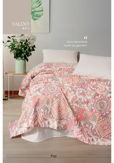 Saldo Bej Çift Kişilik Pike Takımı %100 Pamuk, Şık Tasarım Bej