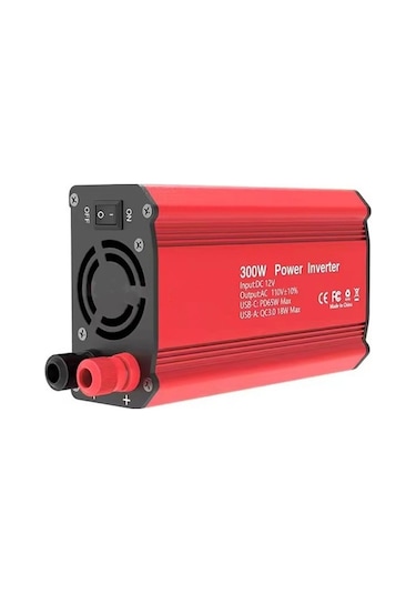Besthome1 Pd65w Hızlı Şarj 300w Araç İnvertörü 12v'den 110v'a Qc3.0 Kırmızı Qu Fişli Güç Dönüştürücü