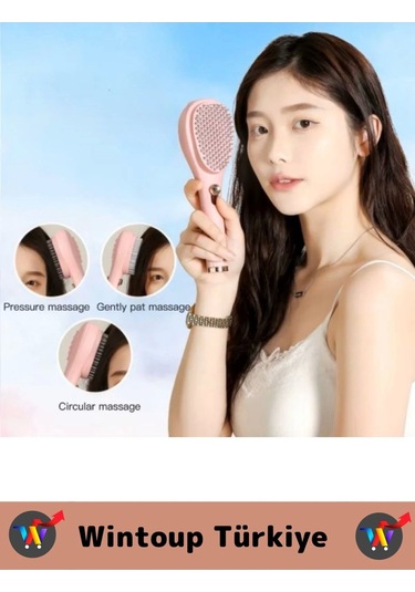 Premium Yüksek Kaliteli Basınçlı Masaj Etkili Esnek Yumuşak Uçlu Otomatik Tuşlu Saç Temizleme Tarağı