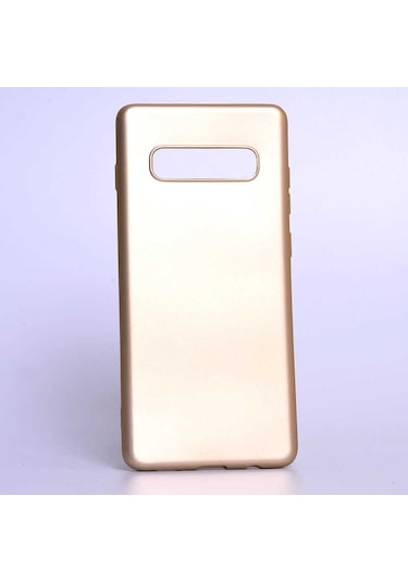 Noktaks - Samsung Galaxy Uyumlu S10 Plus - Kılıf Mat Renkli Esnek Premier Silikon Kapak - Gold