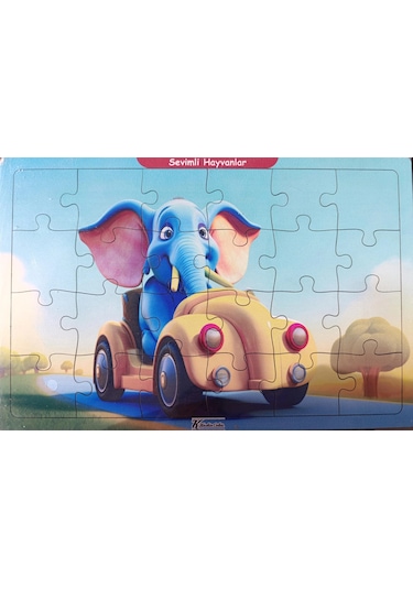 Ahşap Puzzle 24x30 Cm 24 Parça Sevimli Hayvanlar Fil