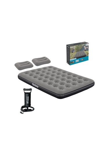 Bestway Ultra Queen 2 Kişilik Şişme Yatak + El Pompası Ve Yastık Hediyeli 191x137x22cm 671gz Bw146 Gri