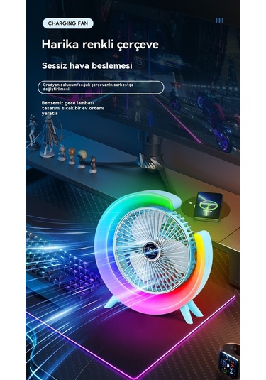 Usb Masaüstü Fanı Şarj Edilebilir Döngü Yüksek Rüzgar Fanı 000-açık Pembe