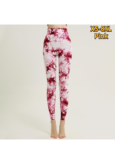 Pembe Bayan Siyah Tüy Baskılar Streç Yoga Tayt Spor Koşu Spor Salonu Spor Aktif Pantolon Pembe