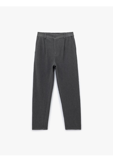 Koton Normal Bel Cep Detaylı Düğmeli Fitilli Chino Pantolon Antrasit 6wam40010hk Antrasit