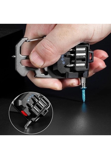 Led Mikro El Feneri Cep Anahtarlık El Fenerleri Usb Şarj Edilebilir Torch Güçlü Mıknatıs Tornavida Çekiç Açık Acil Durum Lambası Black Led Siyah