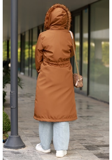 Bestenur Leon Seyyar Kapüşonlu Mont 594 - Taba