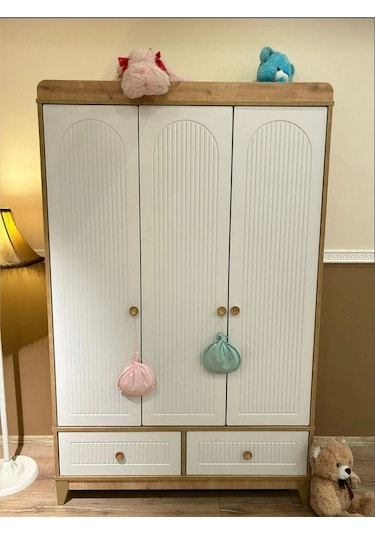 Strada 3 Kapılı Dolap, Bebek Ve Genç Odası Dolap Beyaz