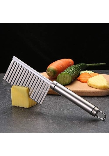 Patates Ve Havuç İçin Asılı Delikli Dalga Şekilli Doğrayıcı Paslanmaz Çelik Kırışık Sebze Kesici Diğer