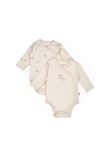 Bebek 2'li Kruvaze Body %100 Organik Pamuk, Bebek Ve Yenidoğan Serisi - Csy8178 Ekru